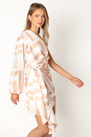 DRESSES Inga Long Sleeve Mini Dress - Beige Stripe