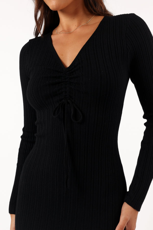 DRESSES @Irene Long Sleeve Maxi Dress - Black