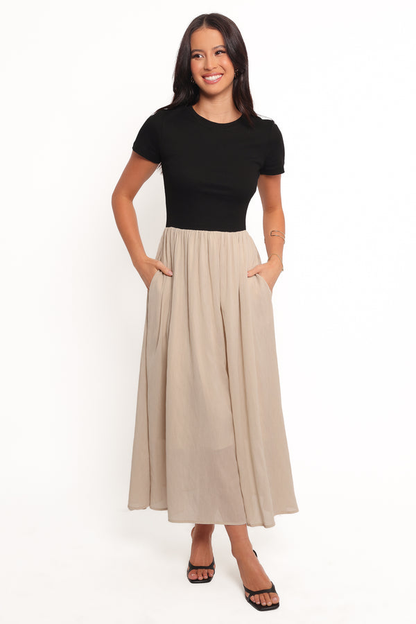 DRESSES Isolde Midi Dress - Black/Beige