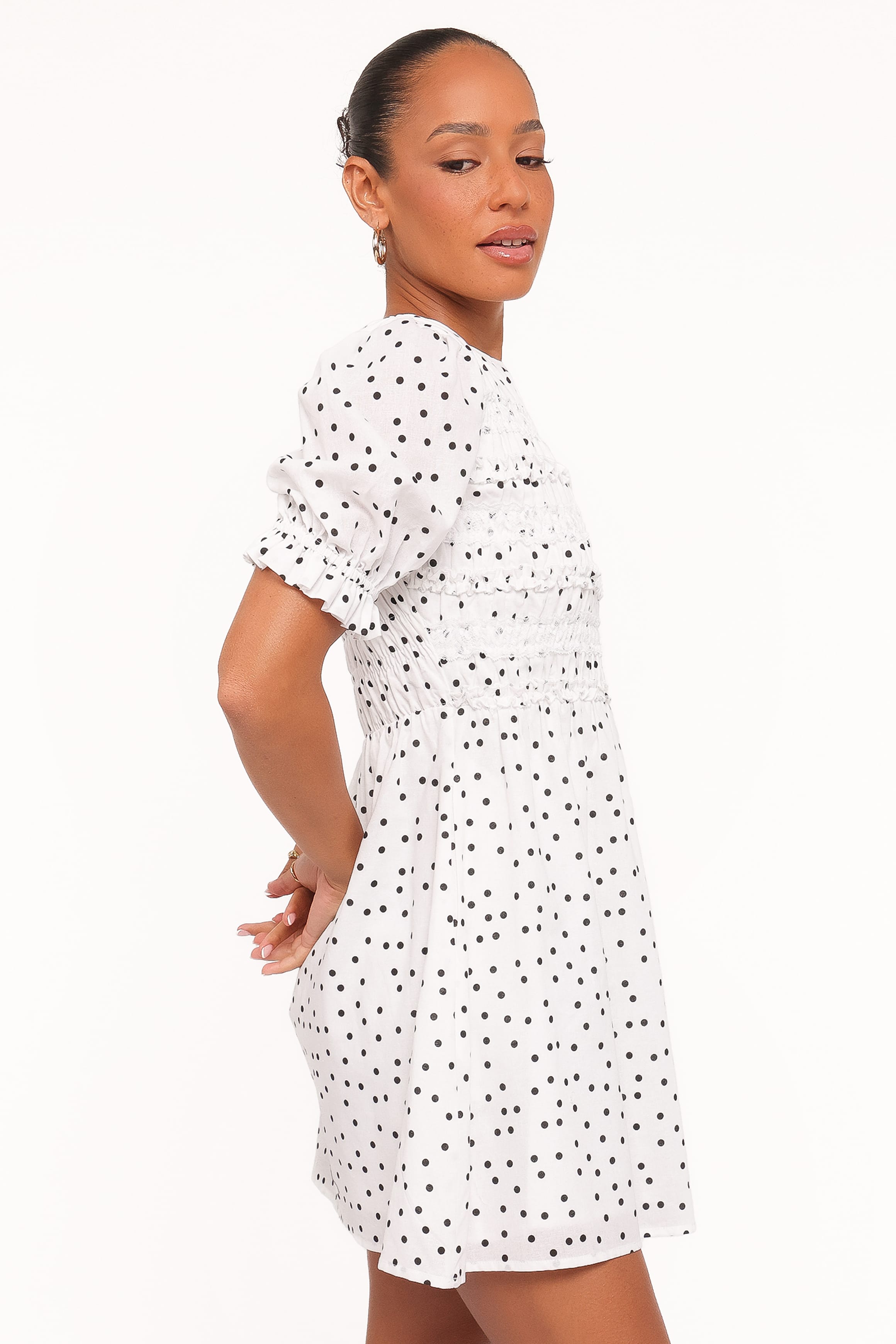 DRESSES Jaclyn Mini Dress - White Polka Dot