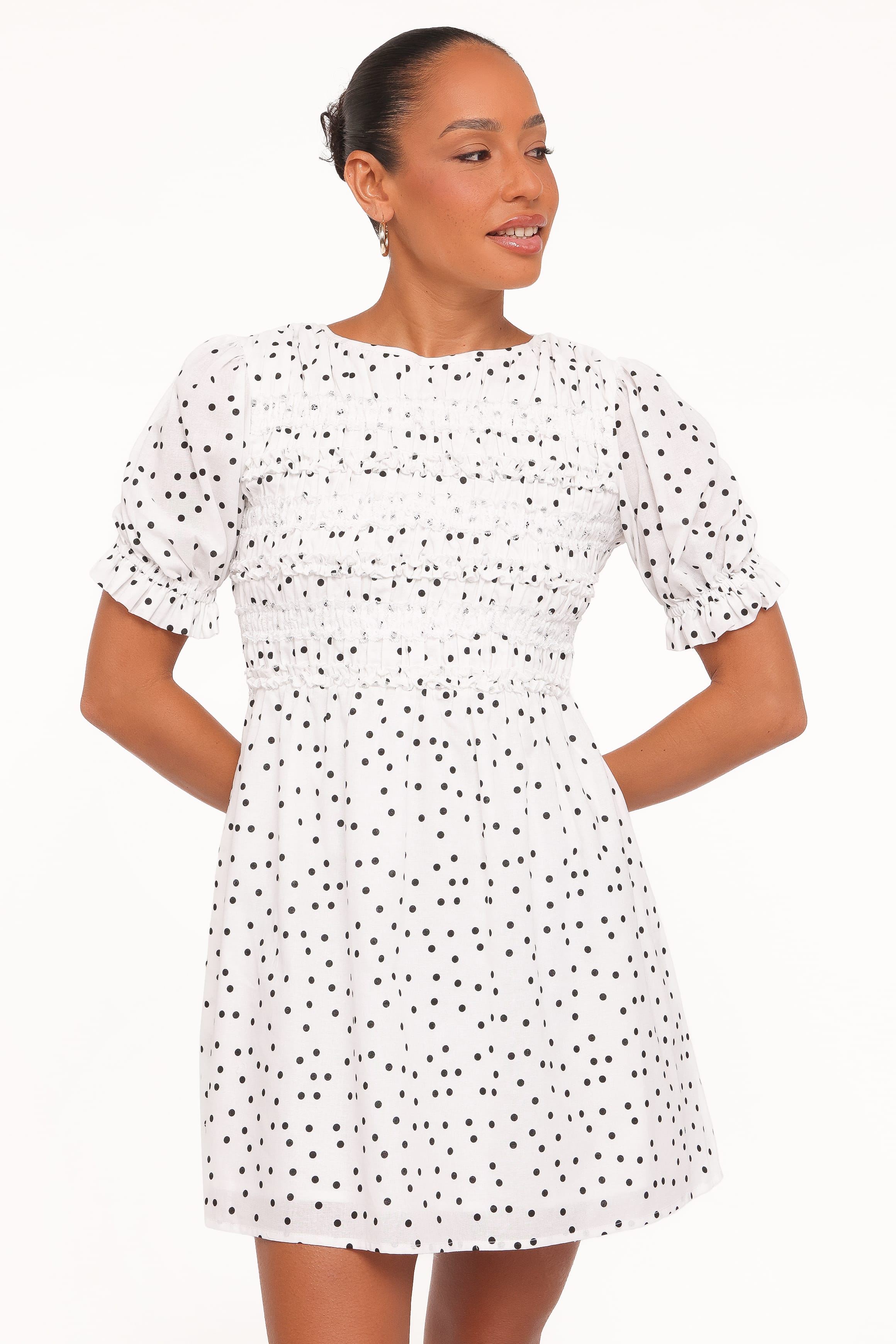 DRESSES Jaclyn Mini Dress - White Polka Dot
