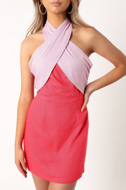 DRESSES @Jaded Halter Neck Mini Dress - Pink Lilac