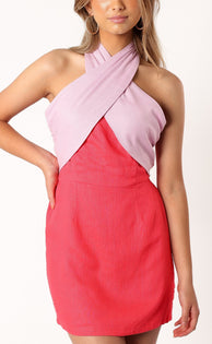 DRESSES @Jaded Halter Neck Mini Dress - Pink Lilac