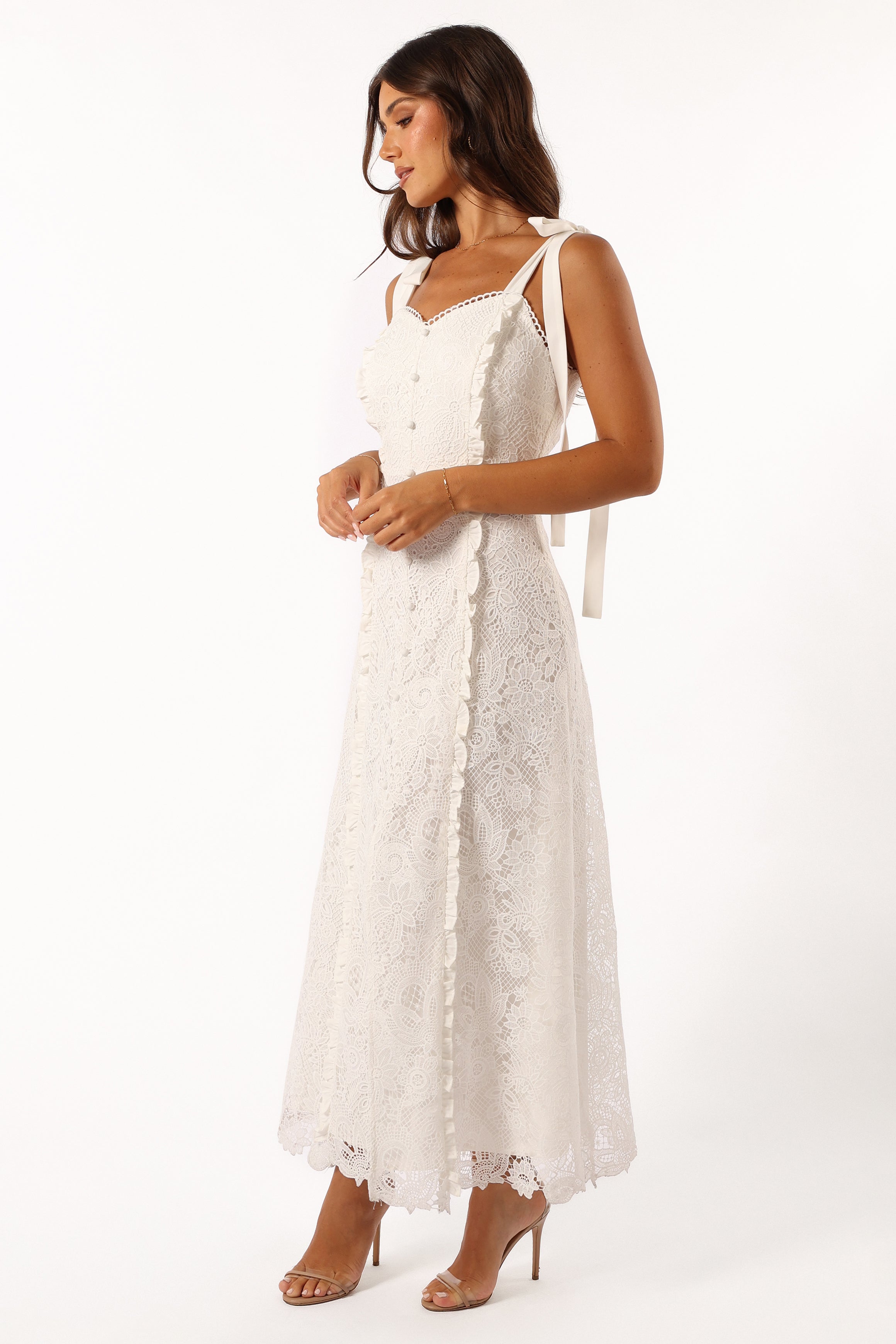 DRESSES @Jagger Midi Lace Dress - White