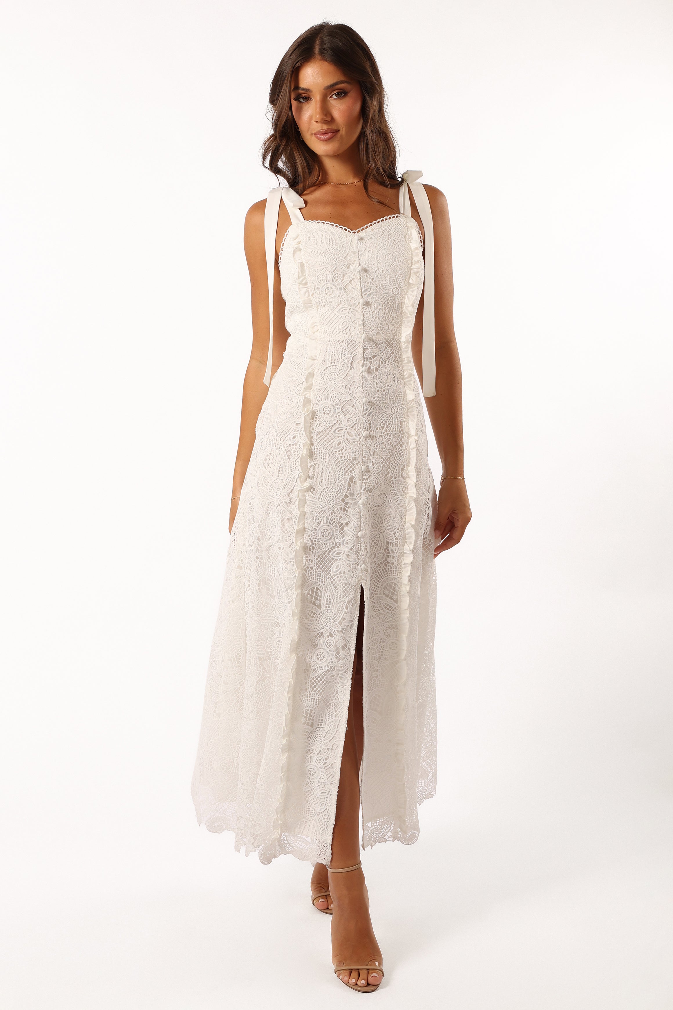 DRESSES @Jagger Midi Lace Dress - White