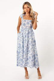 DRESSES @Janie Midi Dress - Blue Floral