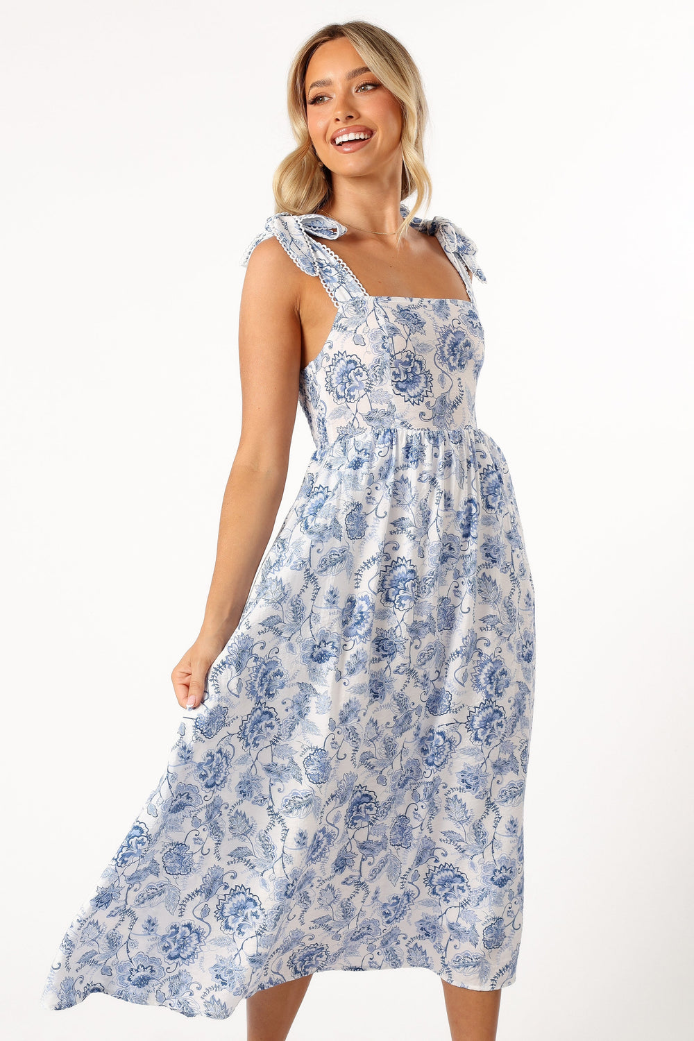 DRESSES @Janie Midi Dress - Blue Floral