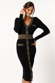 DRESSES @Jaya Longsleeve Midi Dress - Black