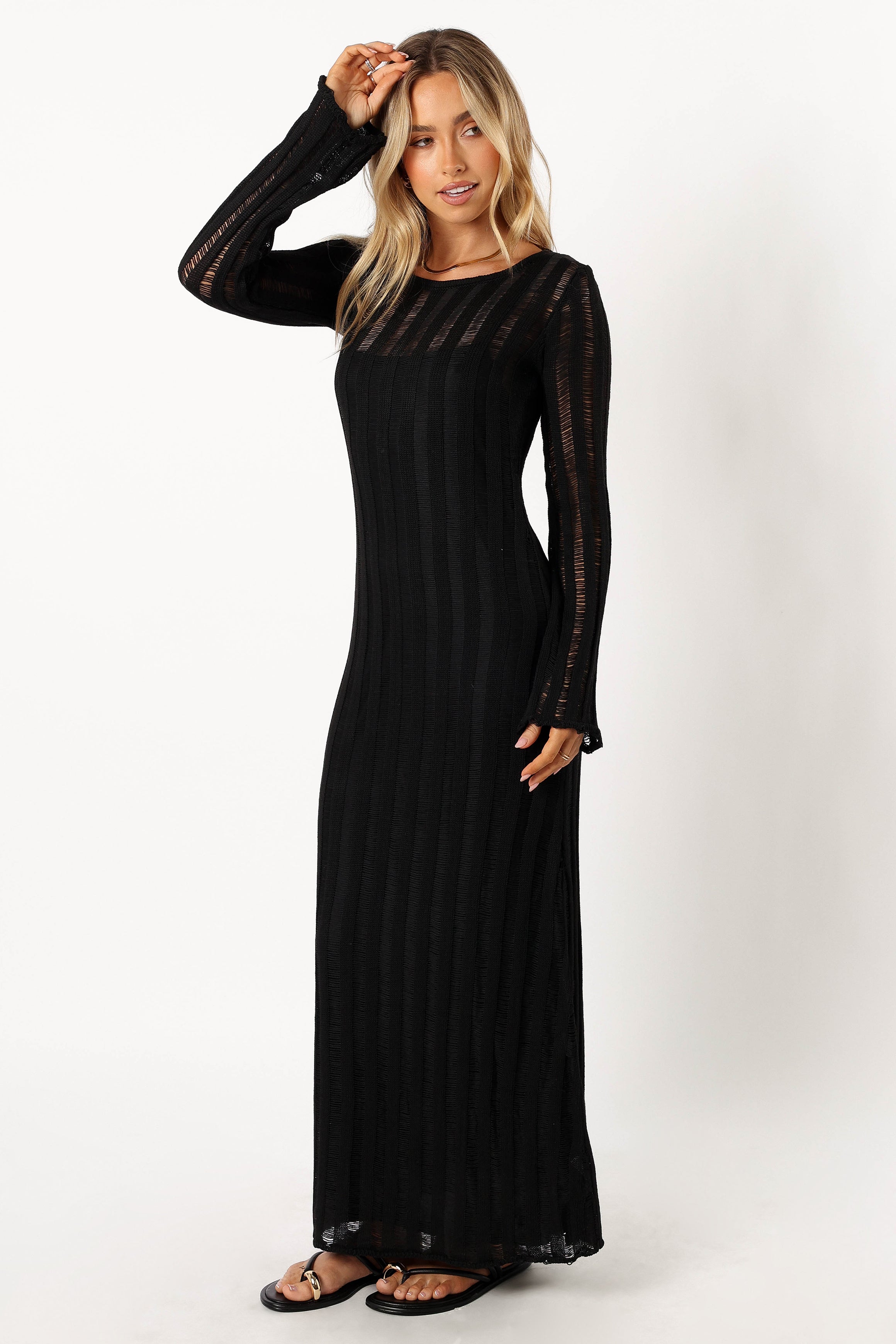 DRESSES @Jaye Long Sleeve Maxi Dress - Black