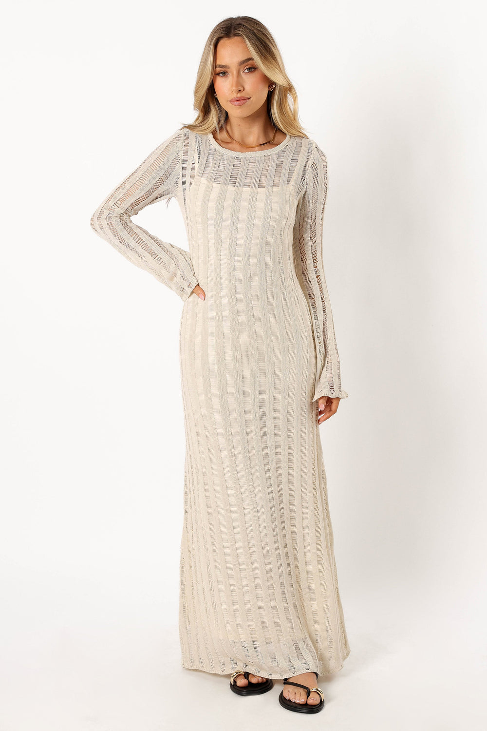 DRESSES @Jaye Long Sleeve Maxi Dress - Cream