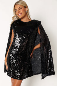 DRESSES @Jemima Mini Dress - Black Sequin