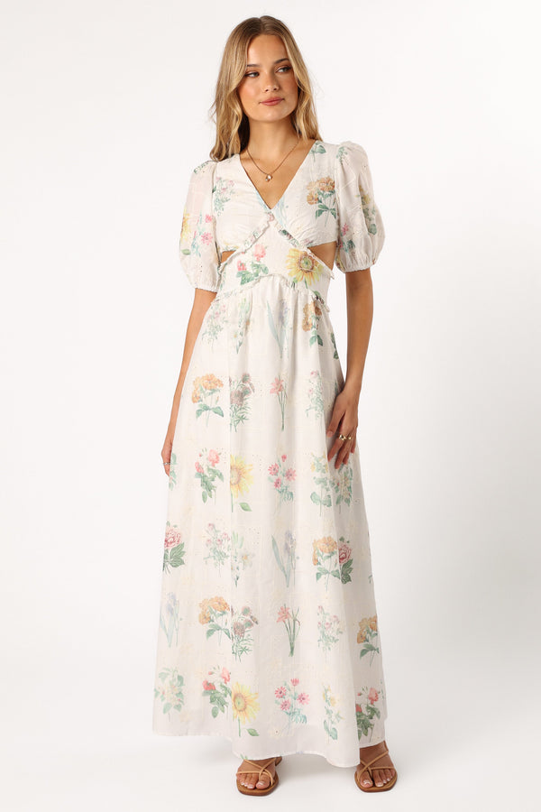 DRESSES @Jemima Puff Shoulder Maxi Dress - Floral