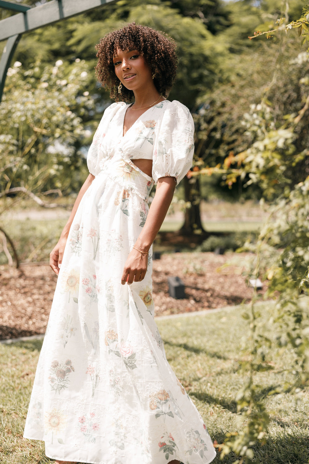 DRESSES Jemima Puff Shoulder Maxi Dress - Floral