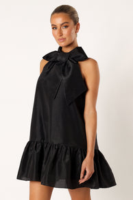 DRESSES @Jenna Halterneck Mini Dress - Black