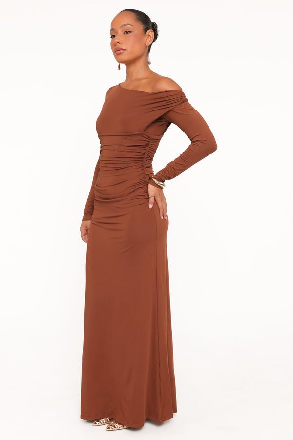 DRESSES Jenna Off Shoulder Maxi Dress - Brown
