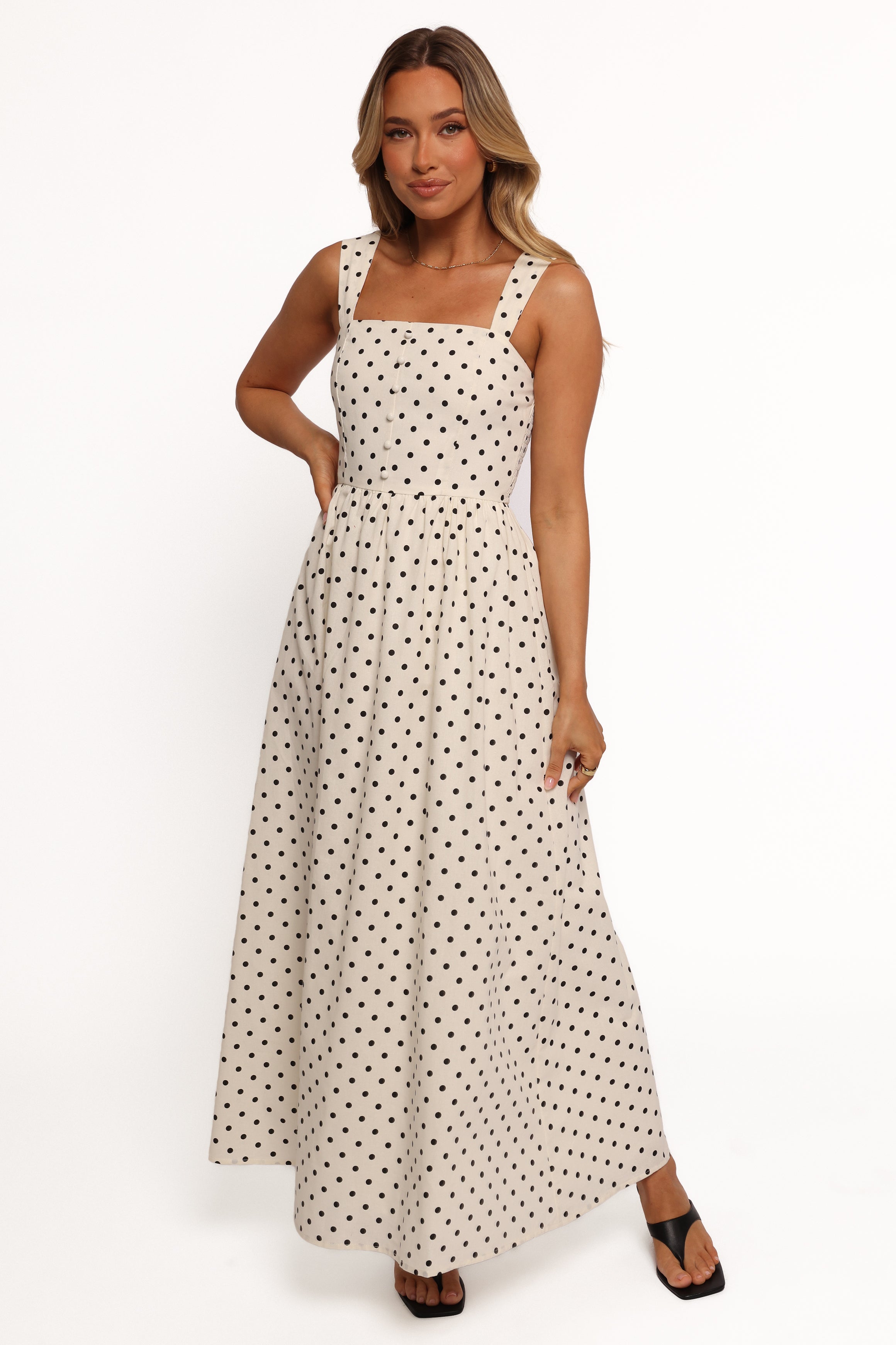 DRESSES Jenni Maxi Dress - White Polka Dot