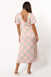 DRESSES @Jess Midi Dress - Pink Check (Hold for Cool Beginnings)