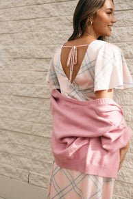 DRESSES @Jess Midi Dress - Pink Check (Hold for Cool Beginnings)