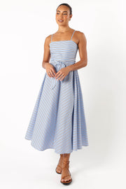 DRESSES @Jett Midi Dress - Blue Stripe