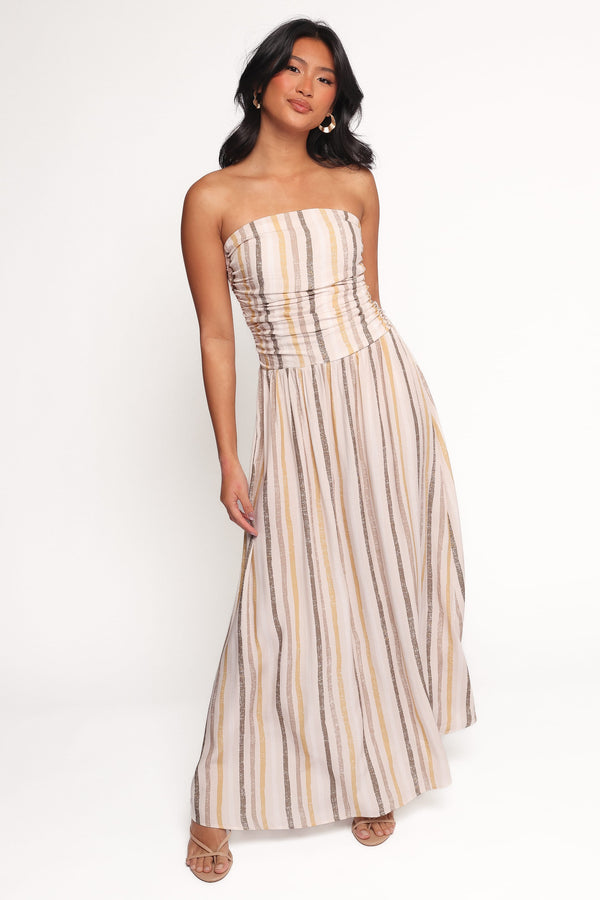 DRESSES Jimena Strapless Maxi Dress - Brown Stripe
