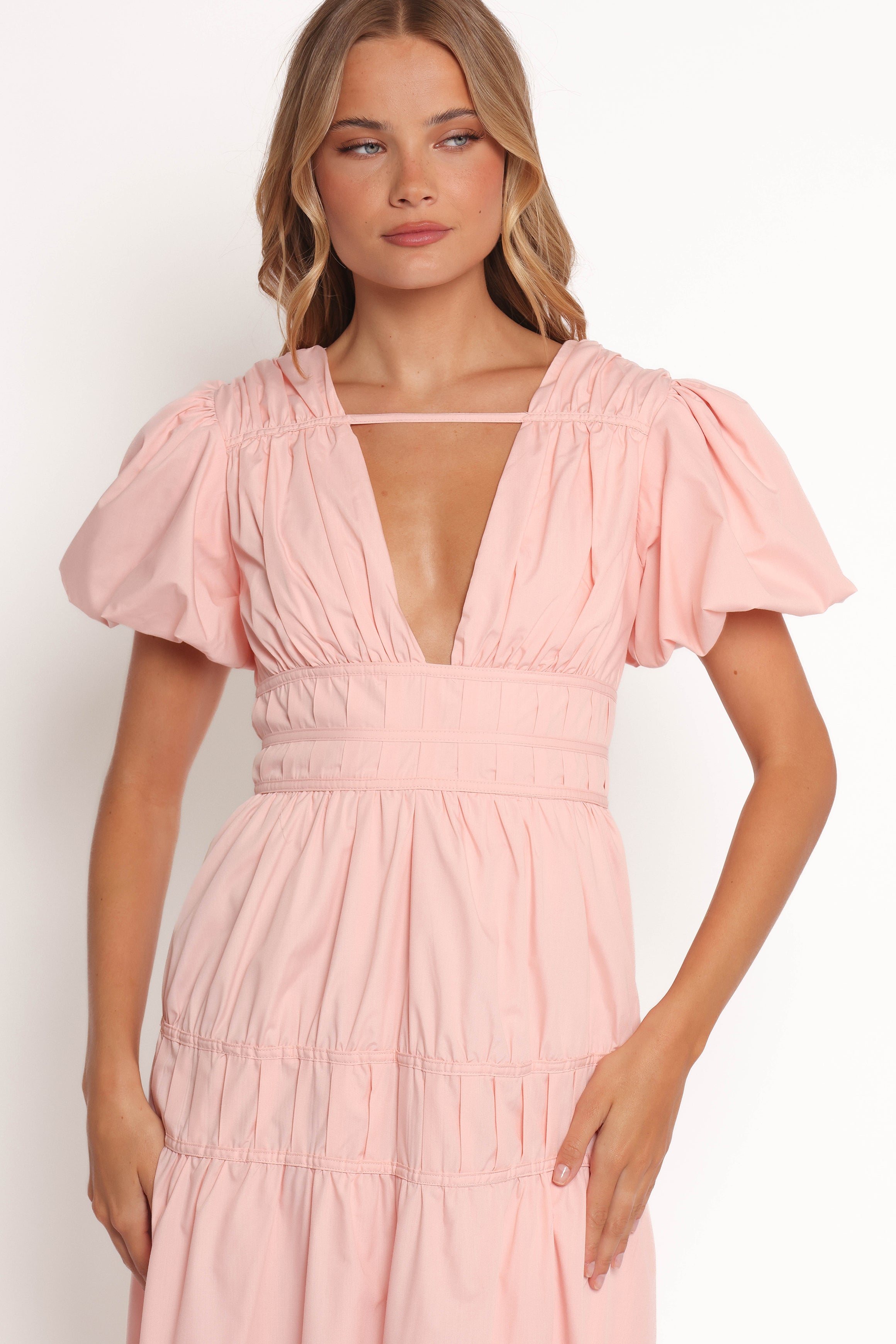 DRESSES Joedy Puff Sleeve Midi Dress - Pale Pink