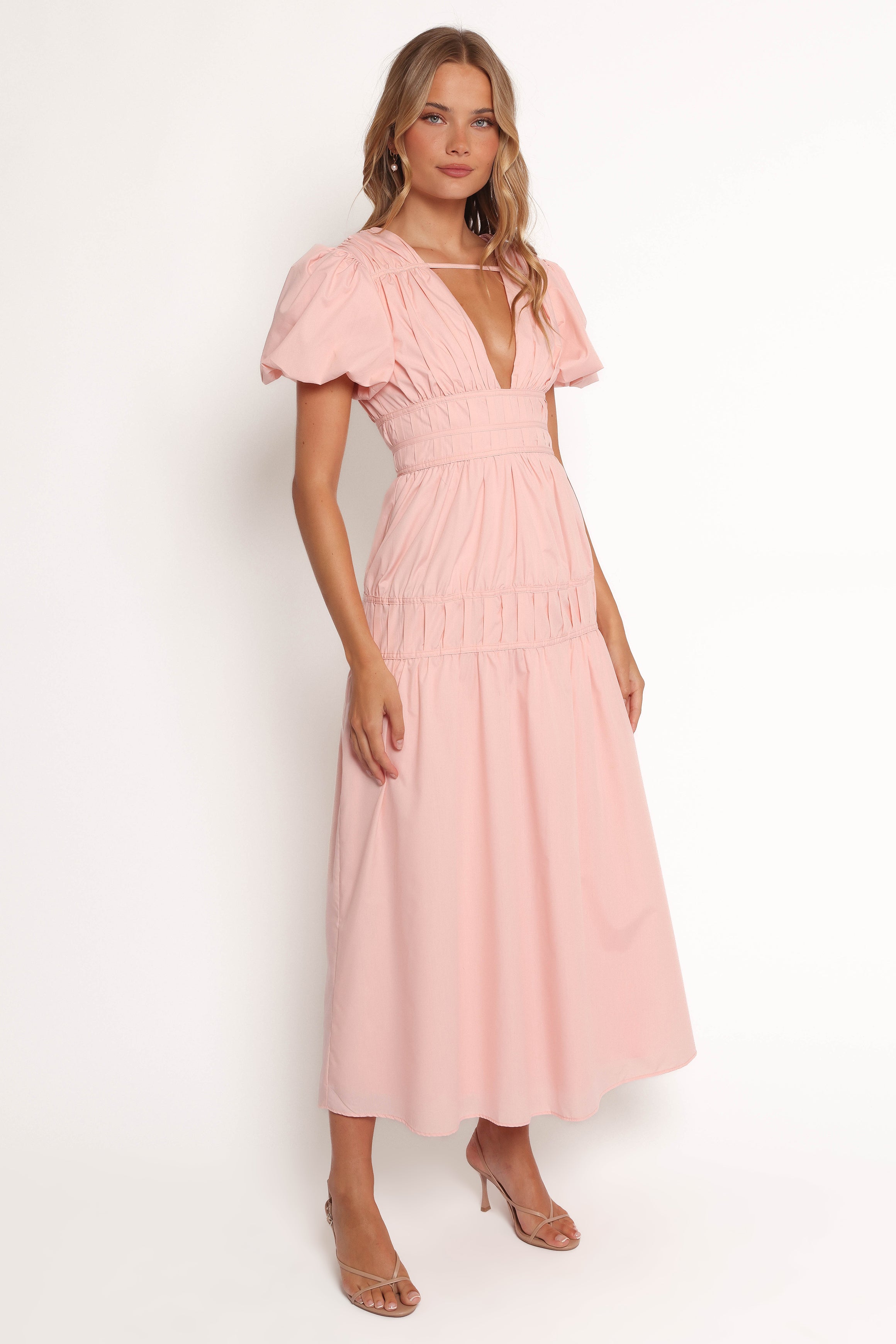 DRESSES Joedy Puff Sleeve Midi Dress - Pale Pink