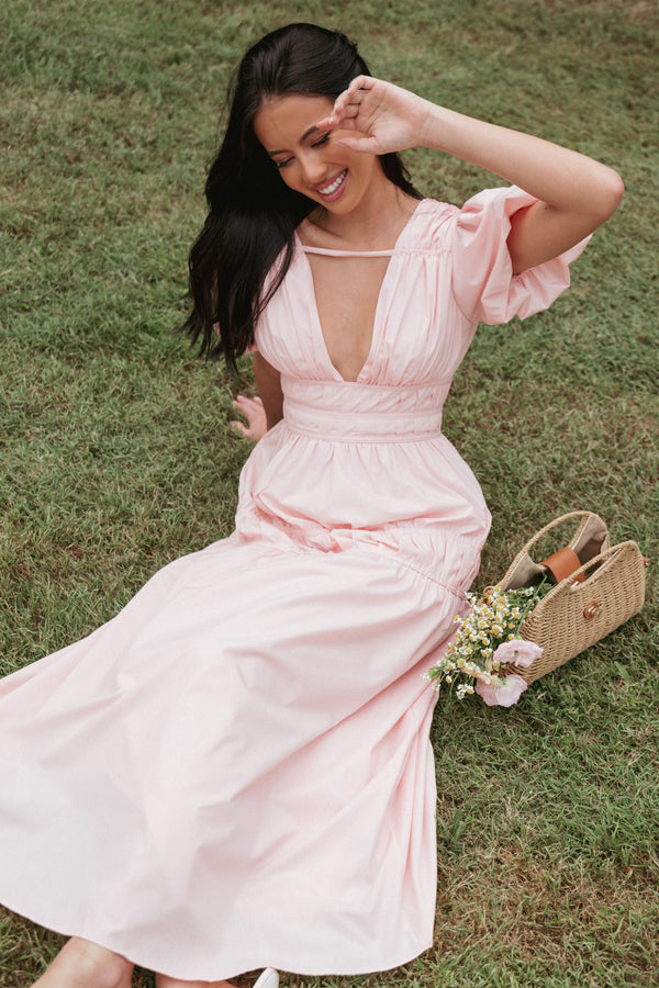 DRESSES Joedy Puff Sleeve Midi Dress - Pale Pink