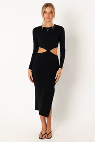 DRESSES @Jonah Longsleeve Midi Dress - Black