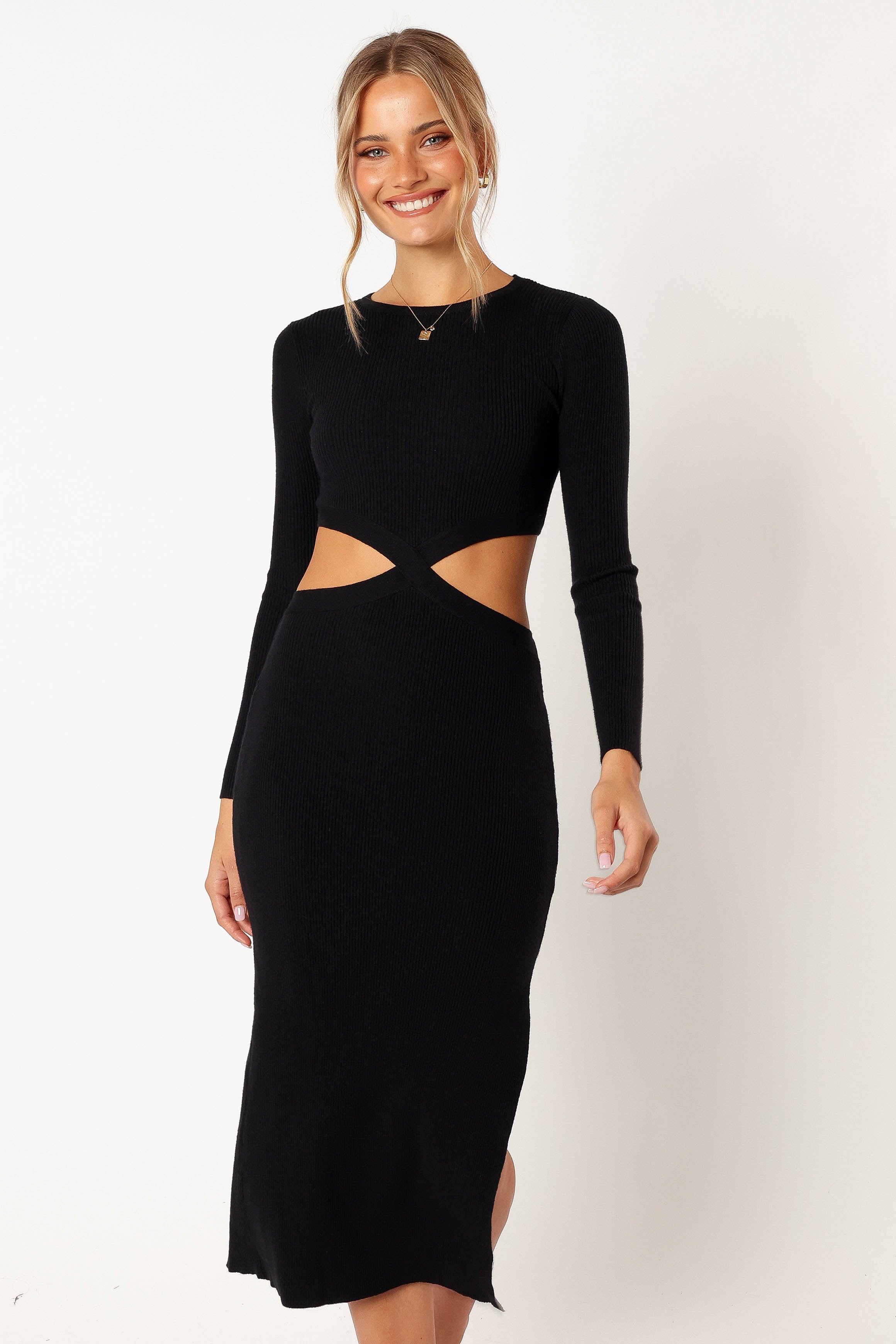 DRESSES @Jonah Longsleeve Midi Dress - Black