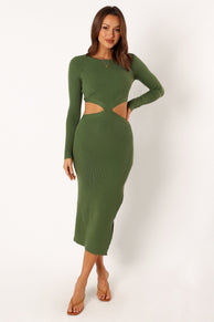 DRESSES @Jonah Longsleeve Midi Dress - Ibiza Green