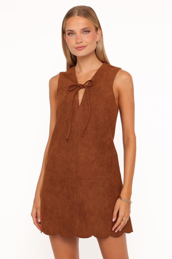 DRESSES Jonty Scallop Hem Mini Dress - Copper Tan