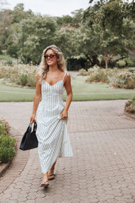DRESSES Jordin Maxi Dress - Ivory/Blue Stripe