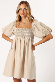 DRESSES @Jorja Contrast Stitch Mini Dress - Oatmeal