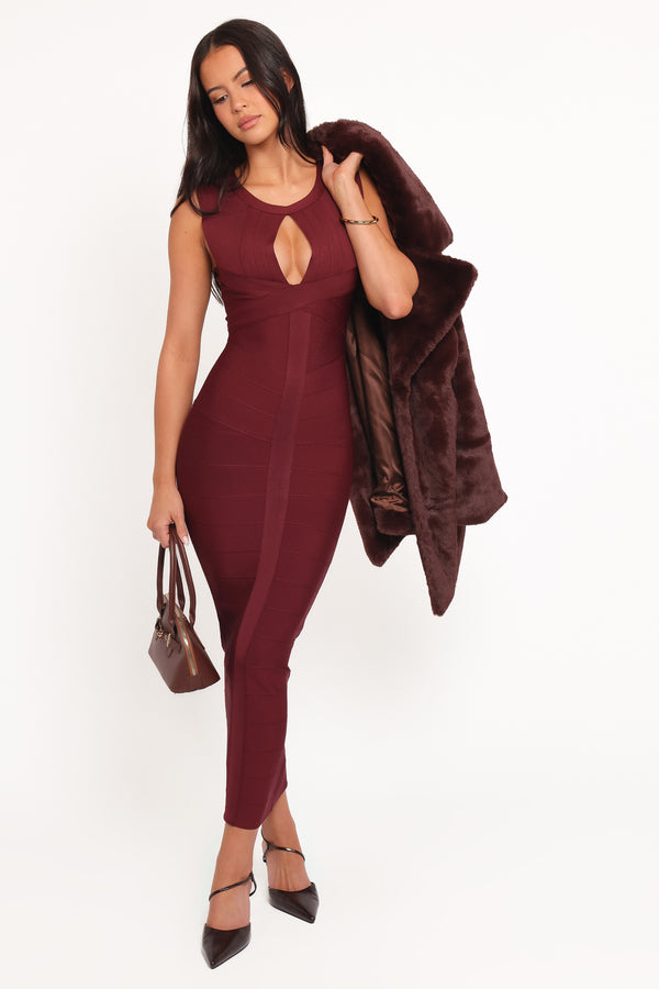 DRESSES Josiah Midi Dress - Burgundy