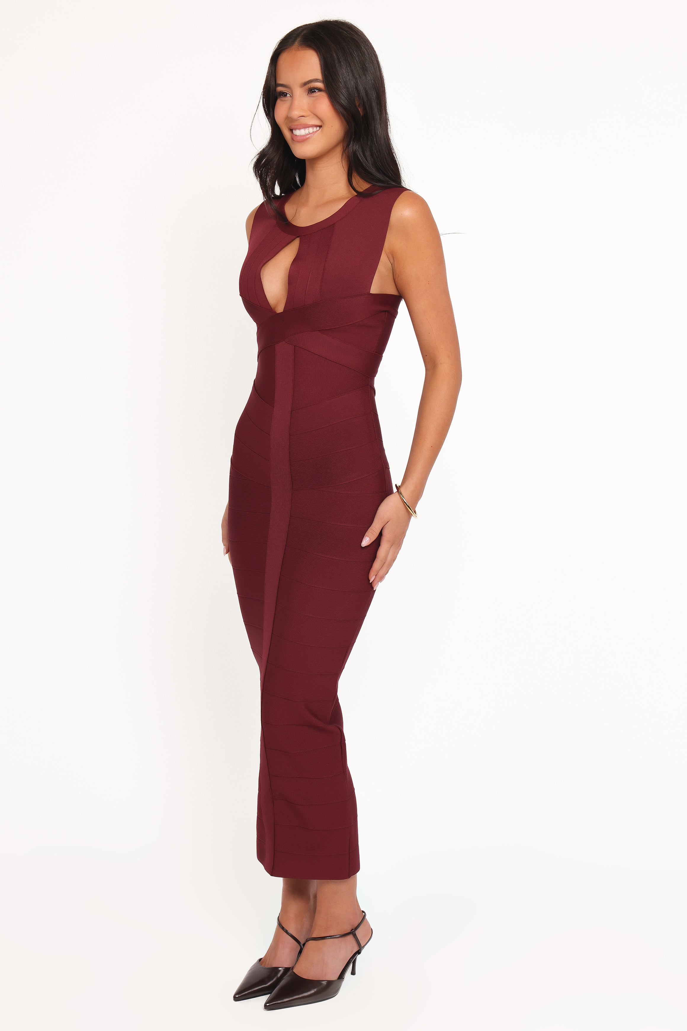 DRESSES Josiah Midi Dress - Burgundy
