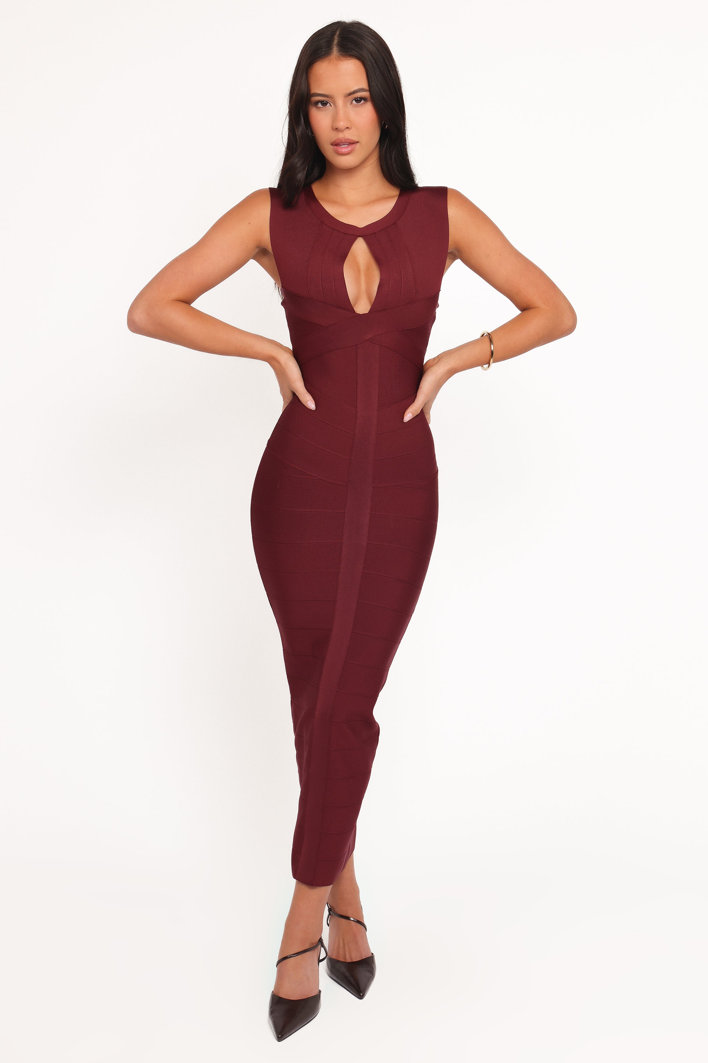 DRESSES Josiah Midi Dress - Burgundy