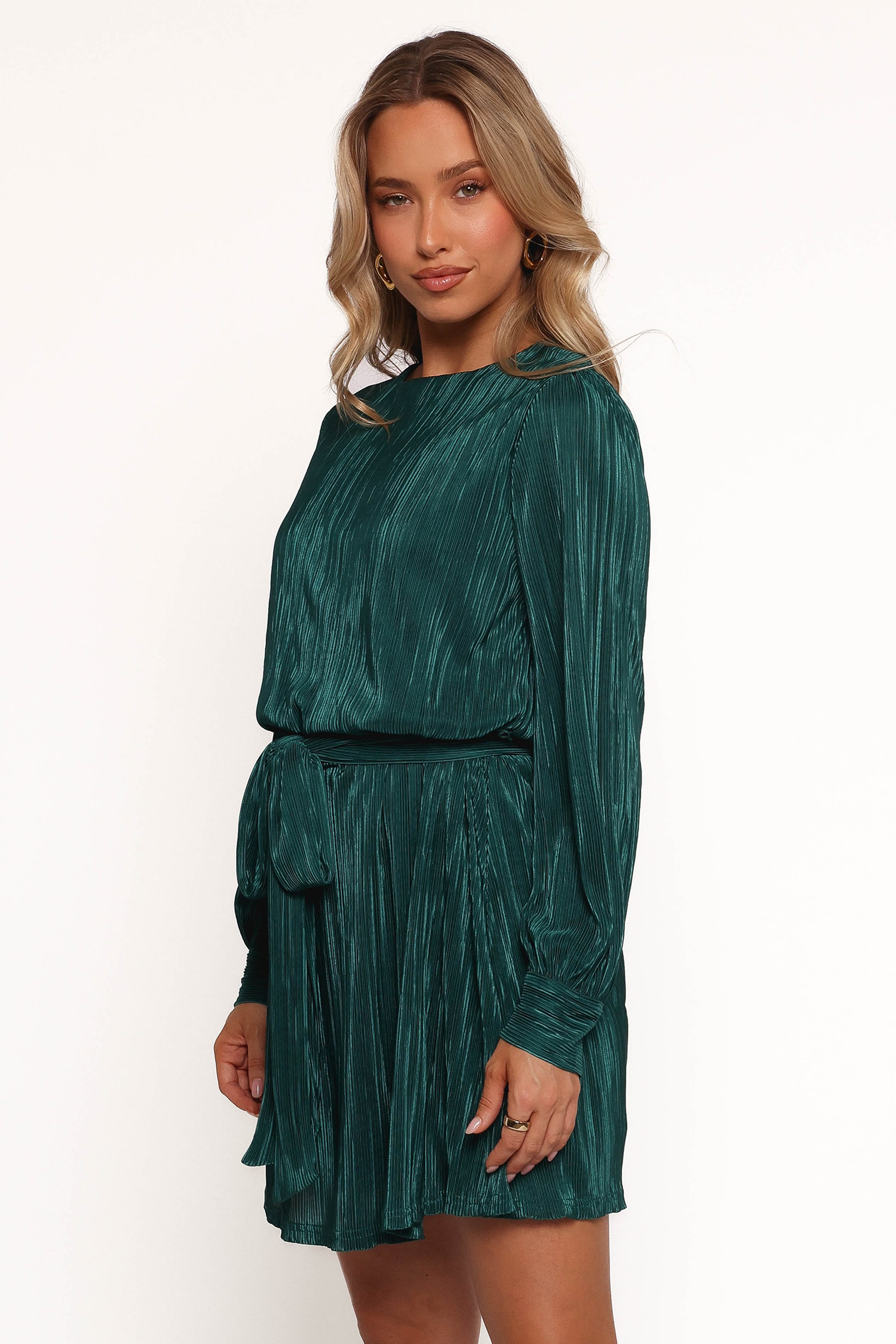 DRESSES Joy Plisse Mini Dress - Dark Jade