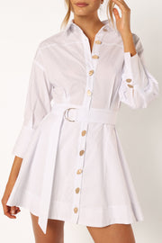 DRESSES @Julia Belted Mini Dress - White