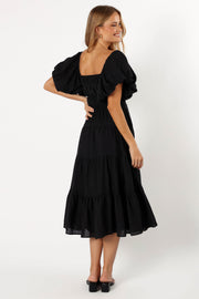 DRESSES @Julie Off Shoulder Midi Dress - Black