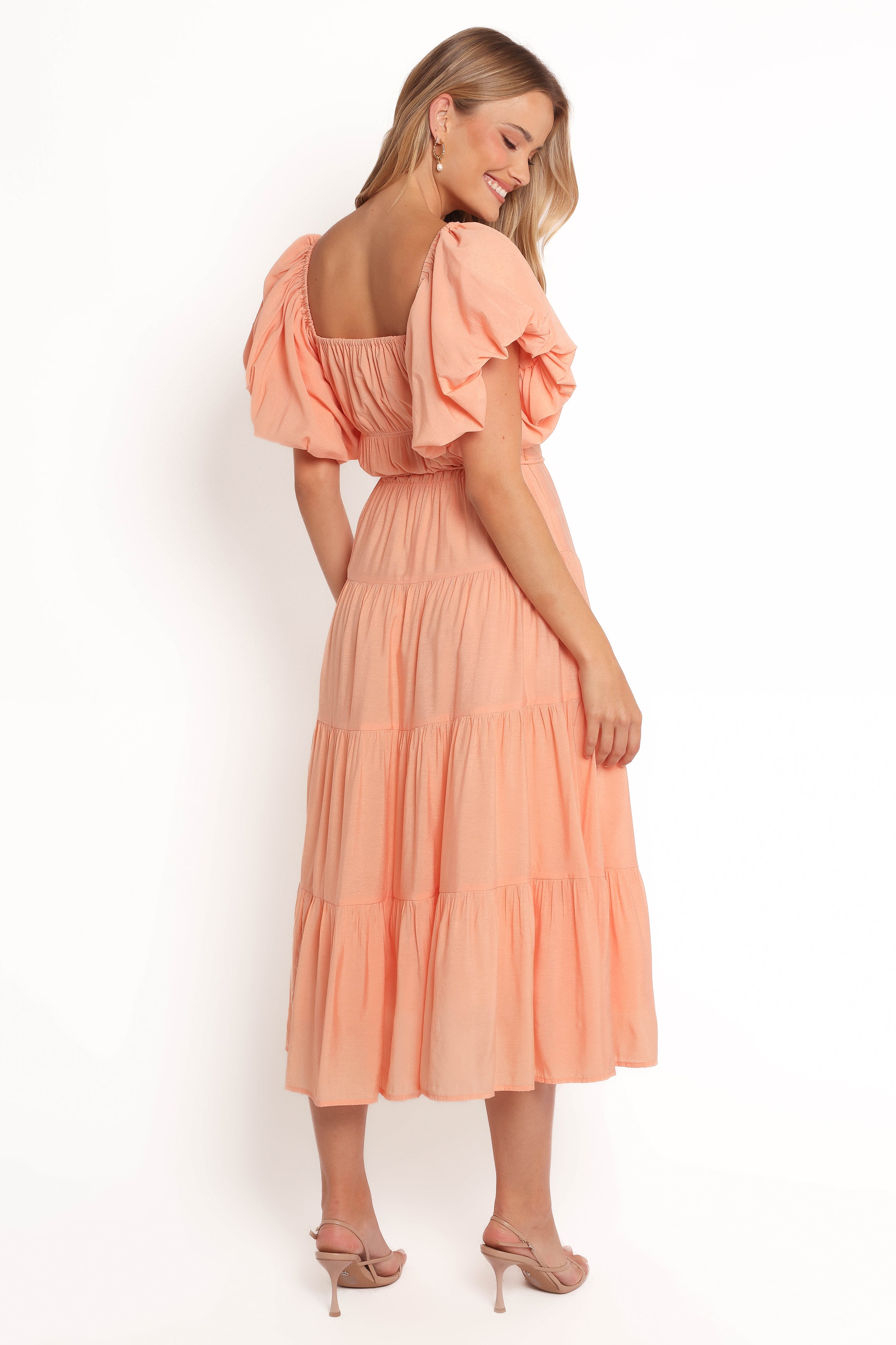 DRESSES Julie Off Shoulder Midi Dress - Peach