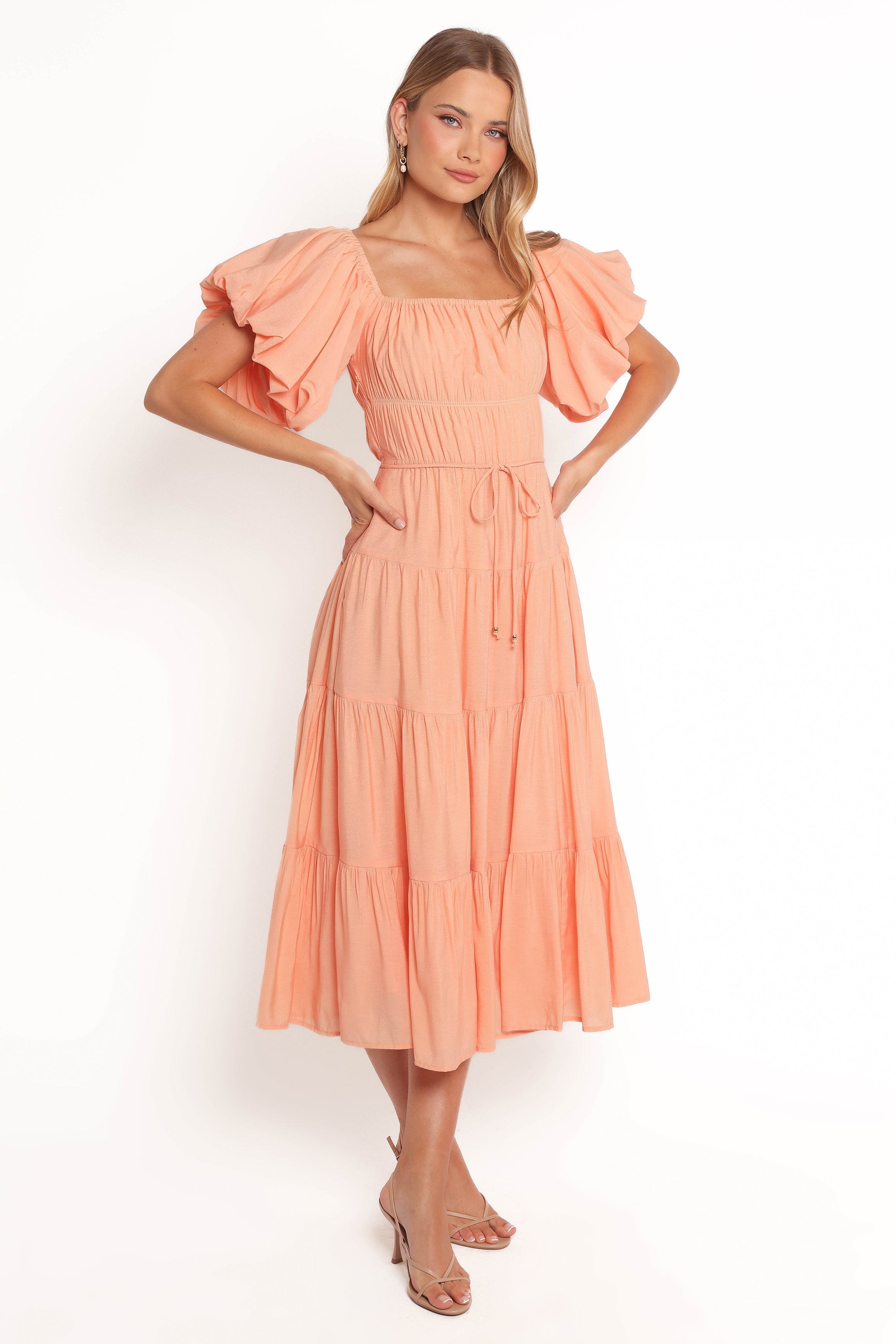 DRESSES Julie Off Shoulder Midi Dress - Peach