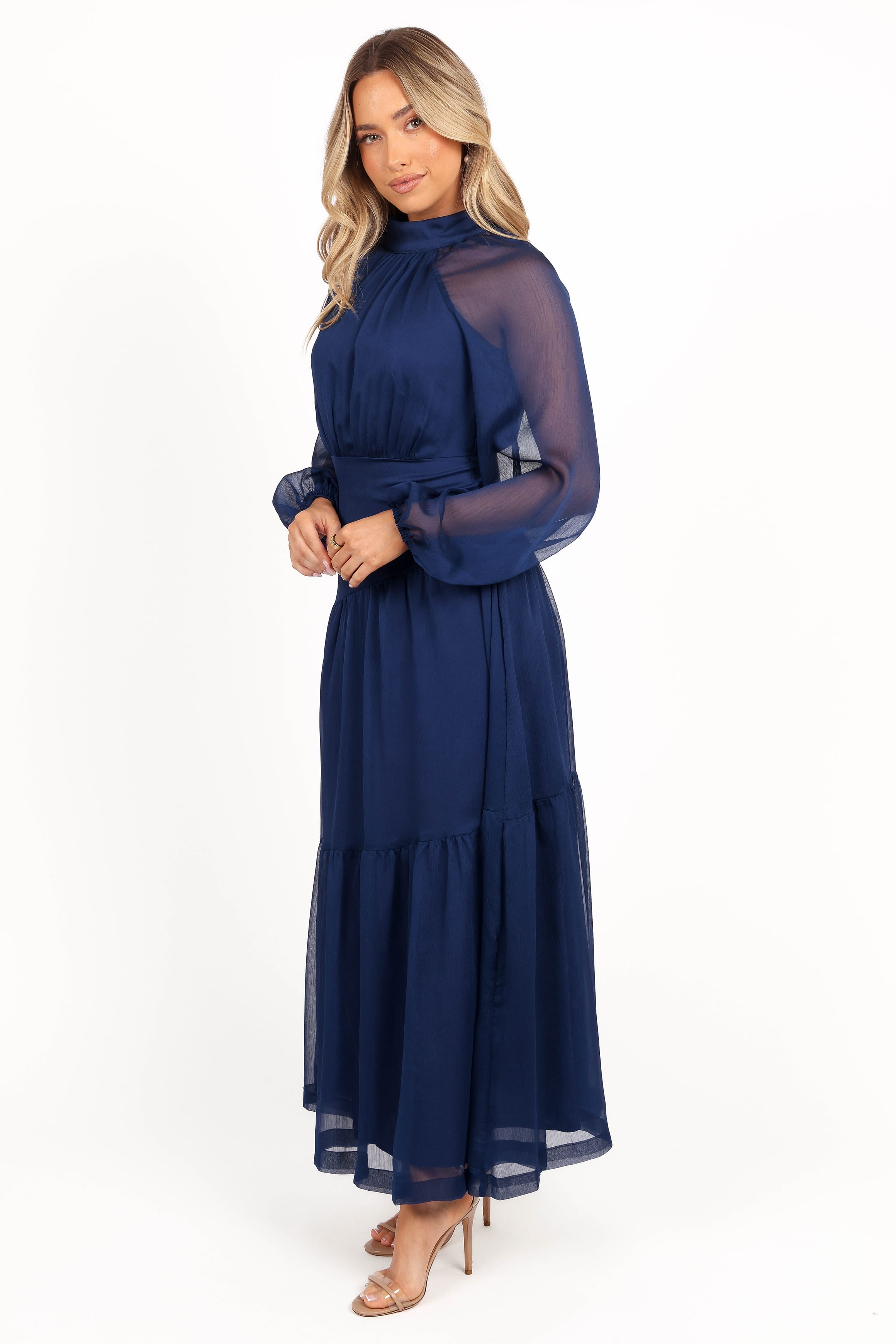 DRESSES Julip Sheer Long Sleeve Maxi Dress - Navy