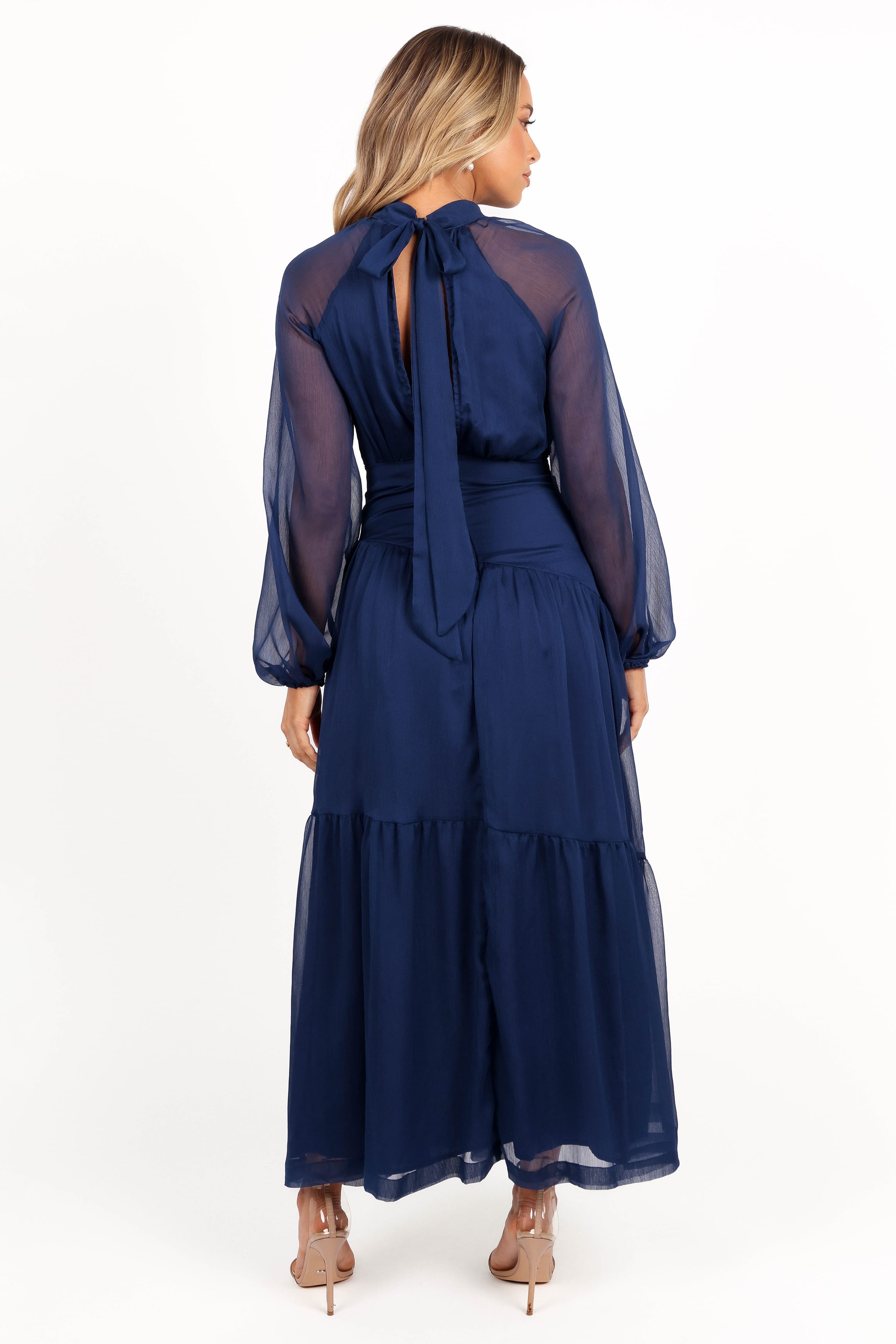 DRESSES Julip Sheer Long Sleeve Maxi Dress - Navy