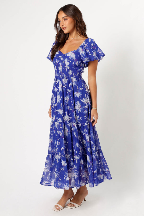 DRESSES @June Short Sleeve Maxi Dress - Bright Blue