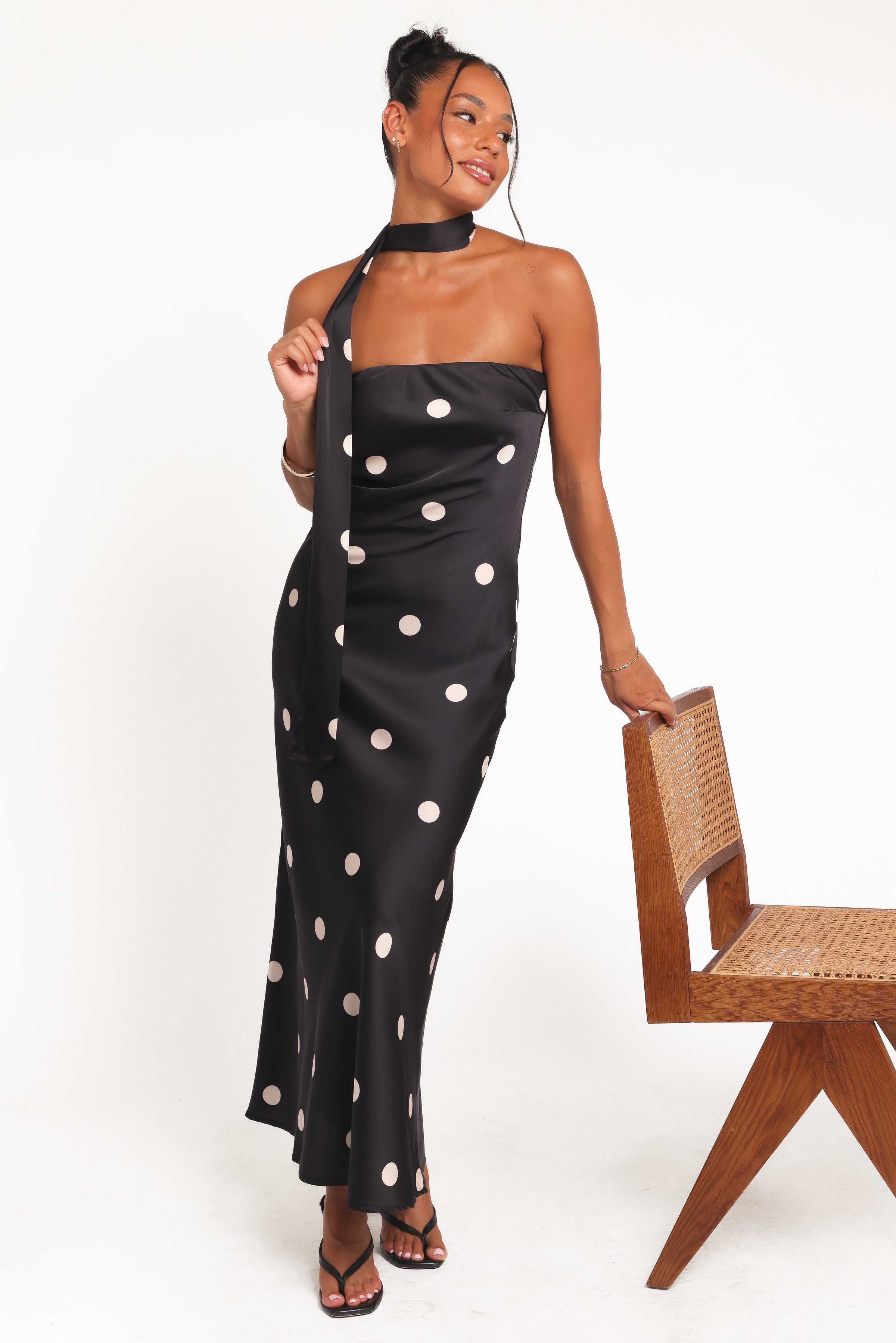 DRESSES Jutta Strapless Maxi Dress - Black Polka Dot