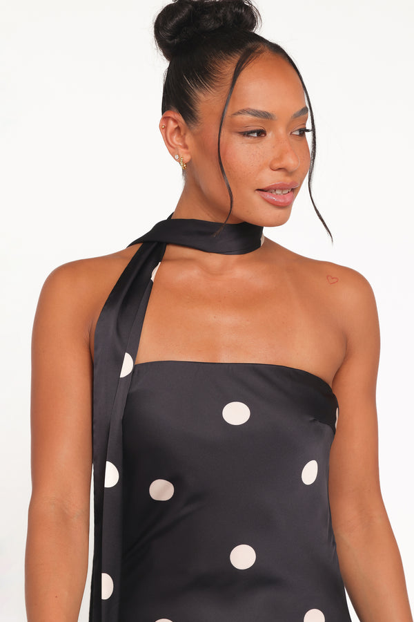 DRESSES Jutta Strapless Maxi Dress - Black Polka Dot