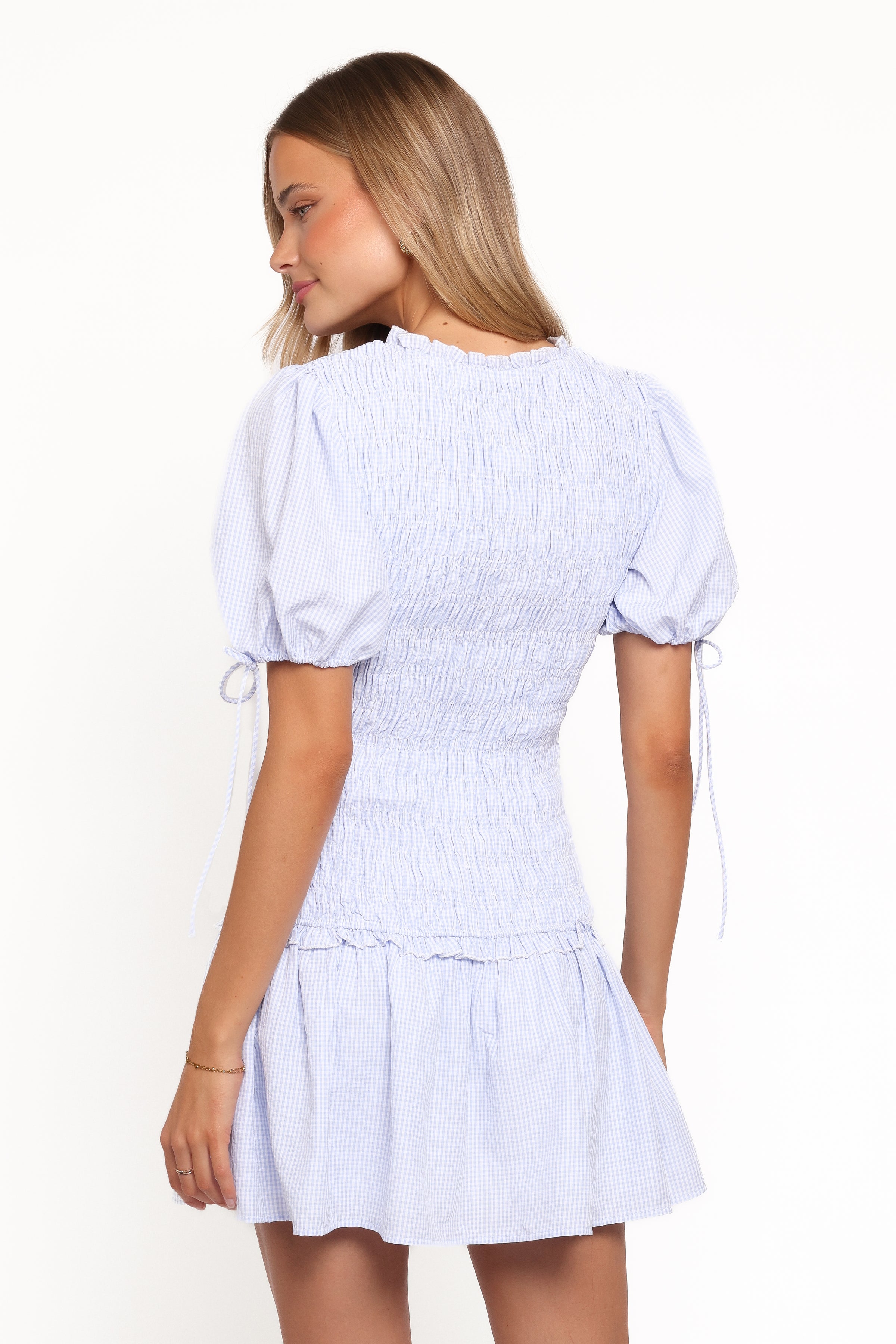 DRESSES Kaelyn Gather Mini Dress - Blue Gingham