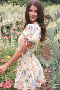 DRESSES Kaelyn Gather Mini Dress - Yellow Floral