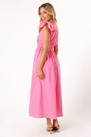 DRESSES @Kailey One Shoulder Maxi Dress - Hot Pink
