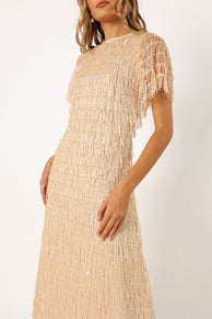 DRESSES @Kala Textured Maxi Dress - Off White